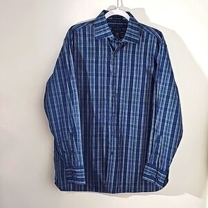J.Ferrar modern fit. Blue and green plaid shirt. Long sleeves. 16-16.5.‎